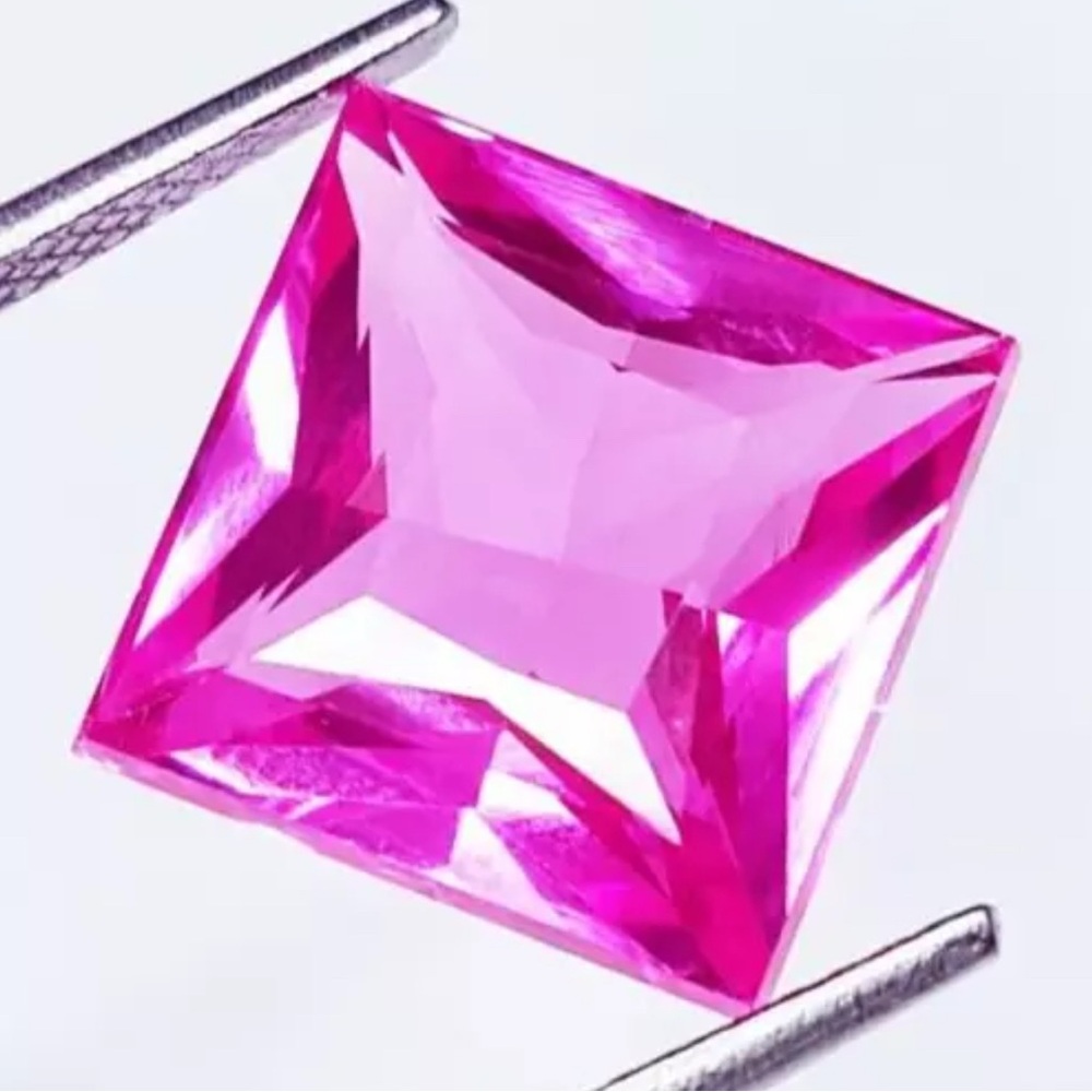 Vibrant Pink Certified Natural Square Cut Sapphire.